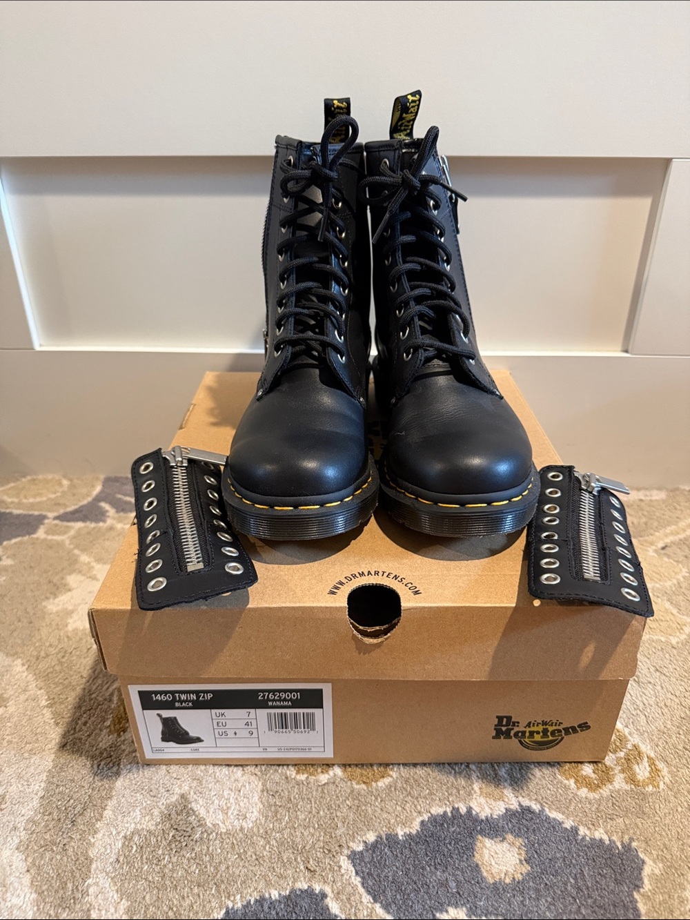 Dr. Martens Black Lace-Up Twin Zip Combat Boots